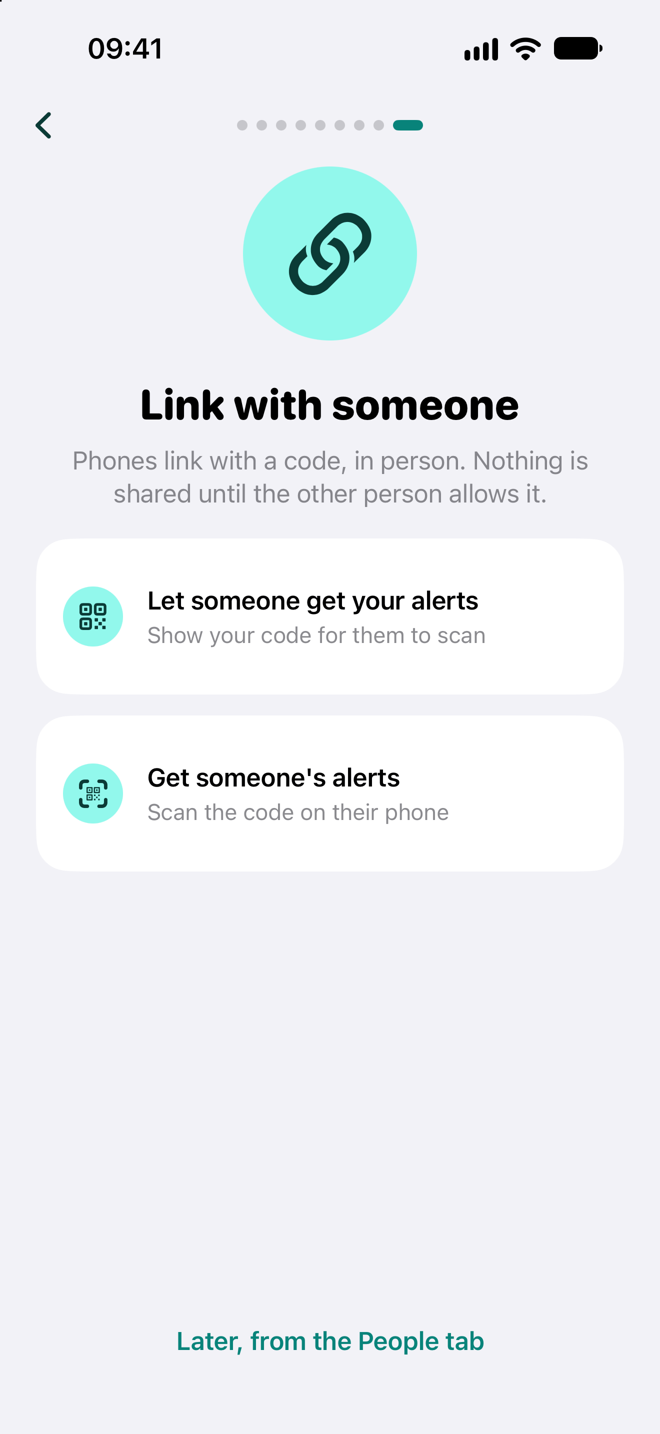 Link with someone in Alrighty?: Let someone get your alerts, or Get someone's alerts